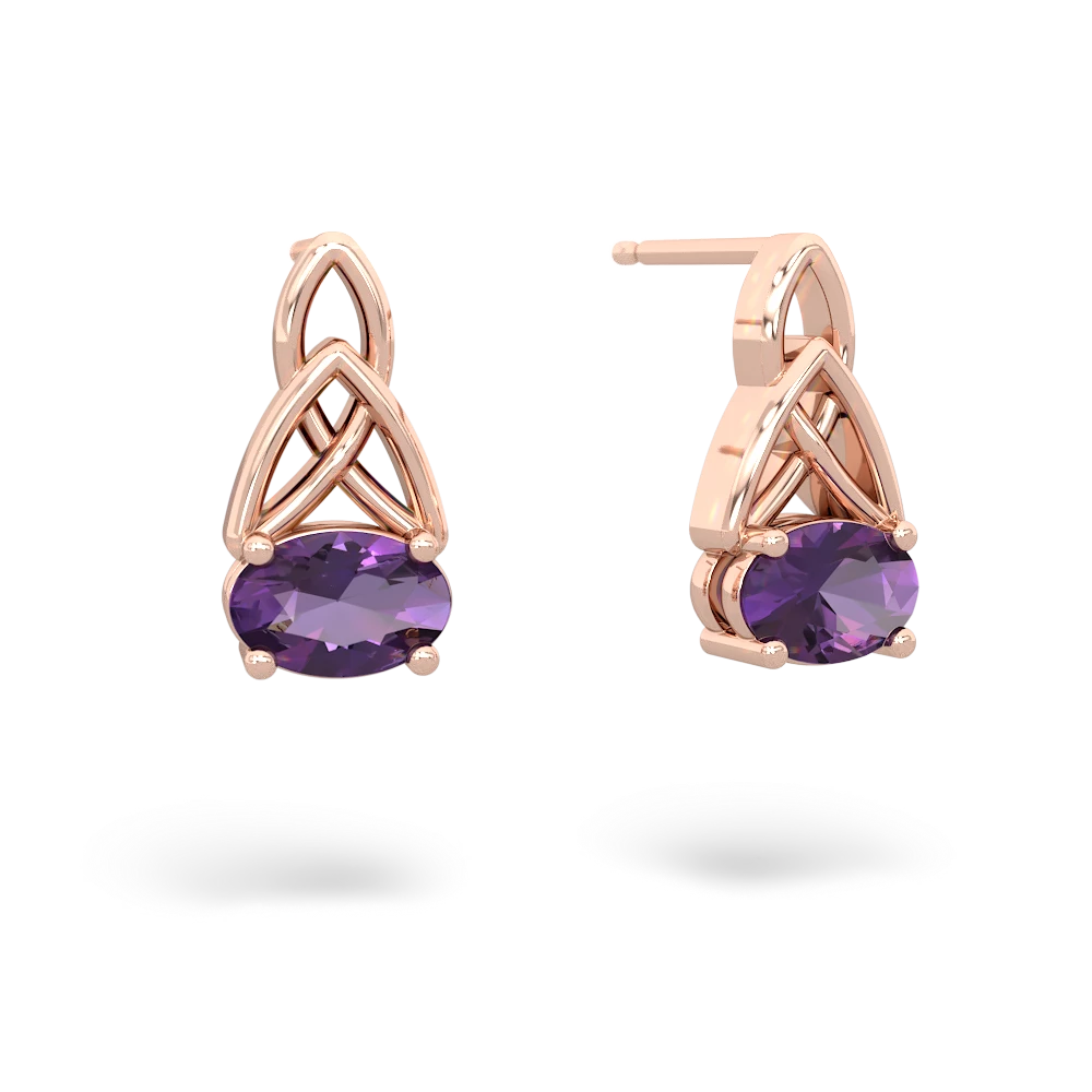 Amethyst Celtic Trinity Knot 14K Rose Gold earrings E2389