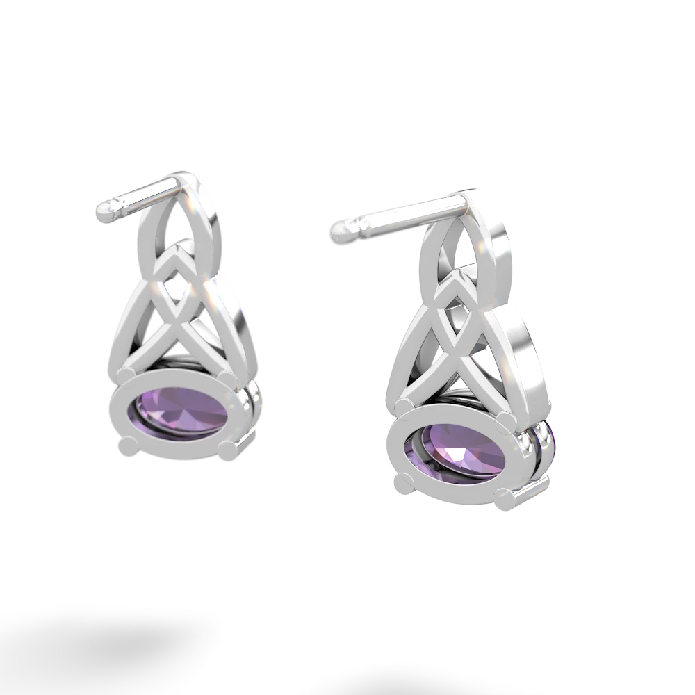 Amethyst Celtic Trinity Knot 14K White Gold earrings E2389