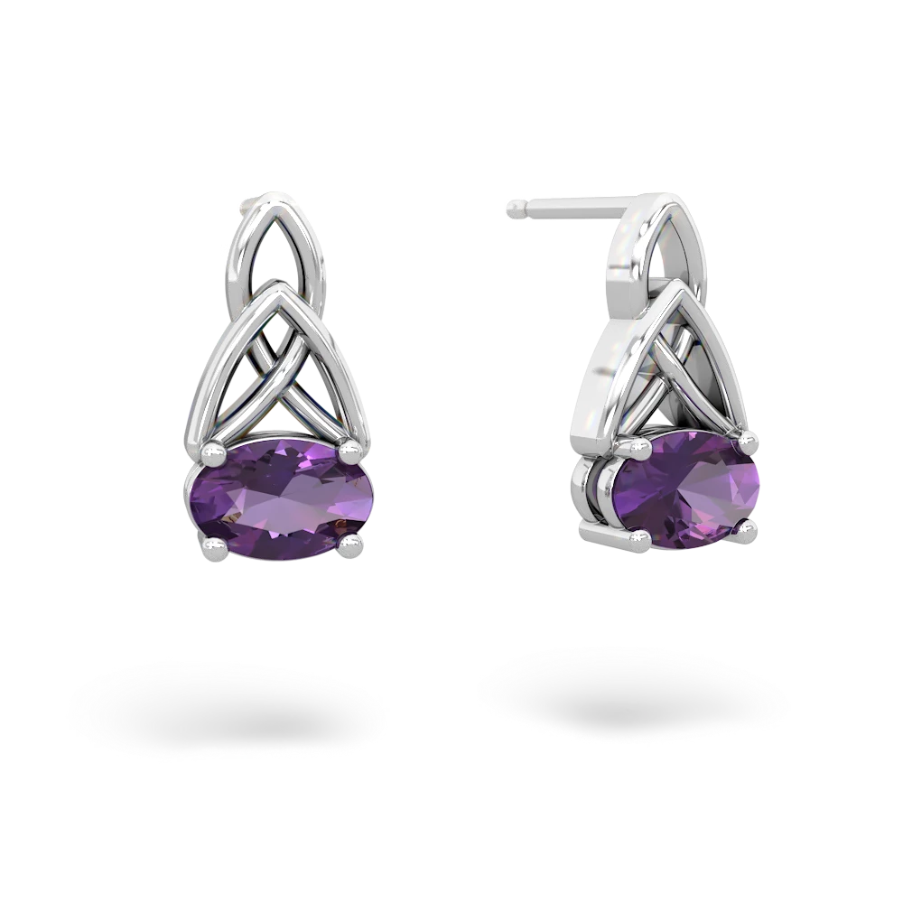 Amethyst Celtic Trinity Knot 14K White Gold earrings E2389