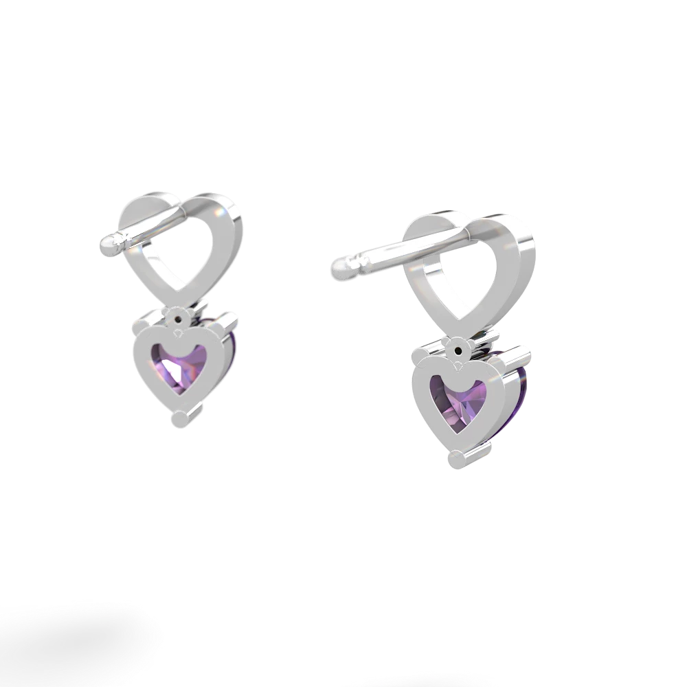 Amethyst Four Hearts 14K White Gold earrings E2558