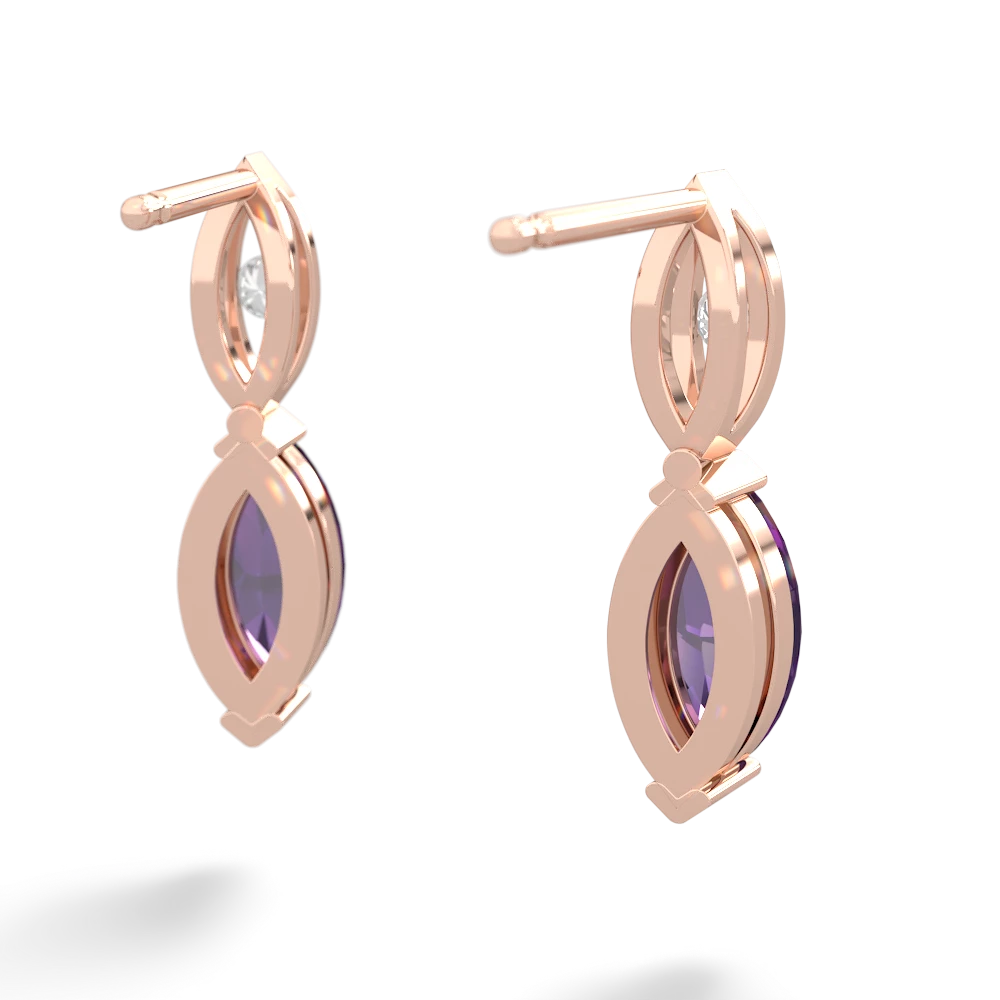 Amethyst Marquise Drop 14K Rose Gold earrings E5333