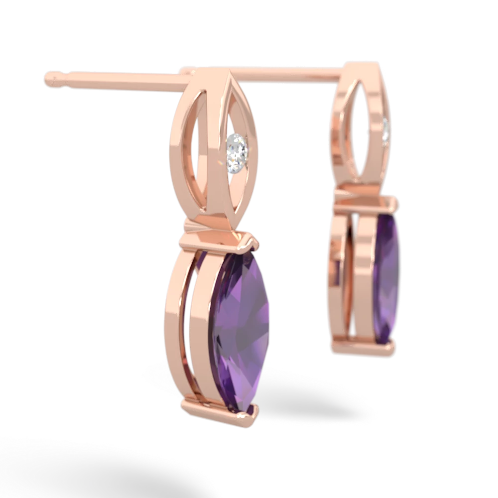 Amethyst Marquise Drop 14K Rose Gold earrings E5333