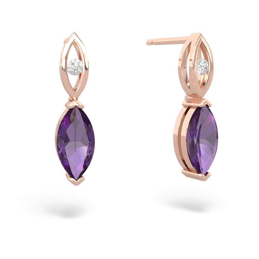 Amethyst Marquise Drop 14K Rose Gold earrings E5333