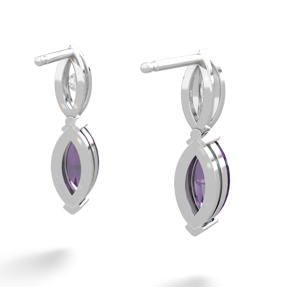 Amethyst Marquise Drop 14K White Gold earrings E5333