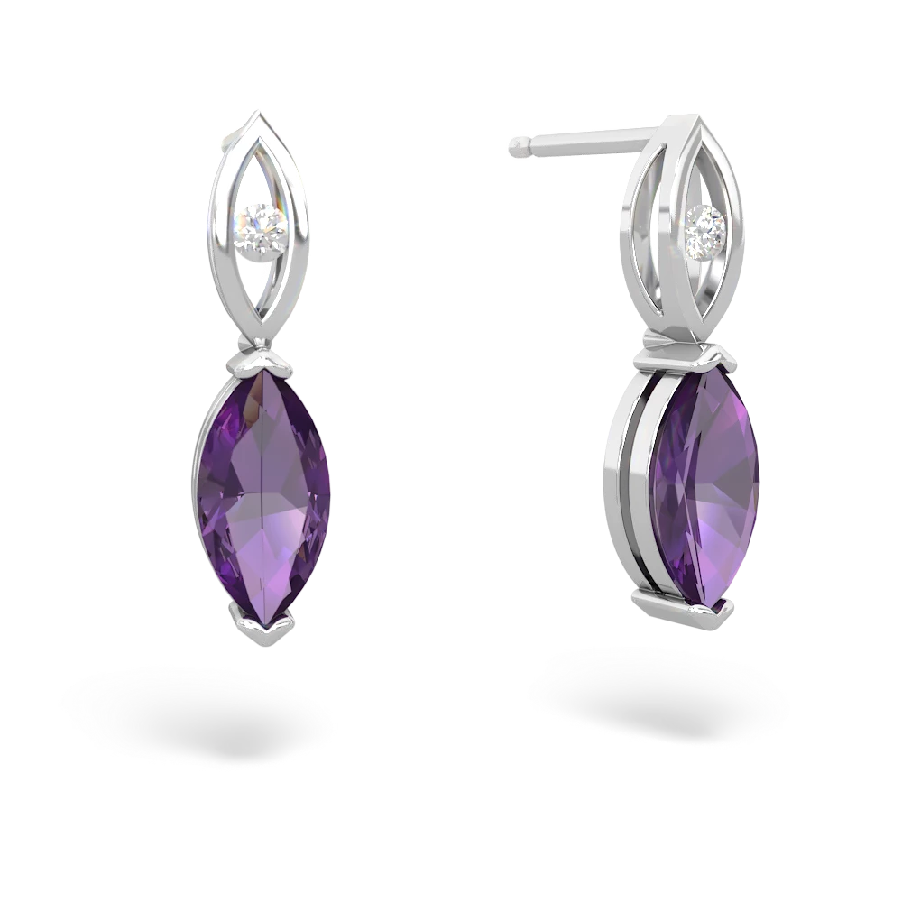 Amethyst Marquise Drop 14K White Gold earrings E5333