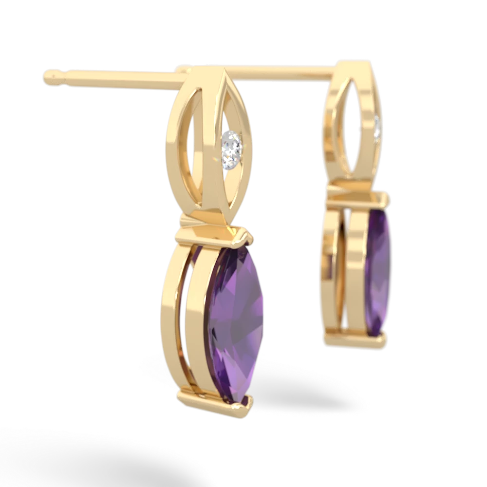 Amethyst Marquise Drop 14K Yellow Gold earrings E5333