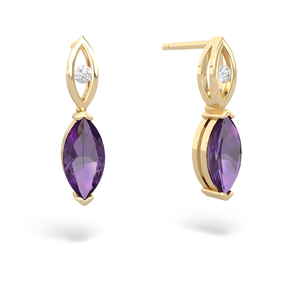 Amethyst Marquise Drop 14K Yellow Gold earrings E5333