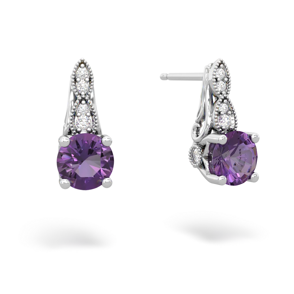 Amethyst Antique Elegance 14K White Gold earrings E3100