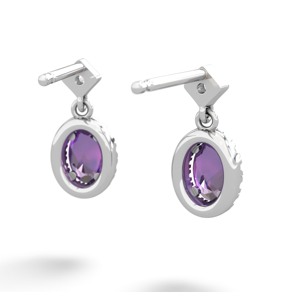 Amethyst Antique-Style Halo 14K White Gold earrings E5720