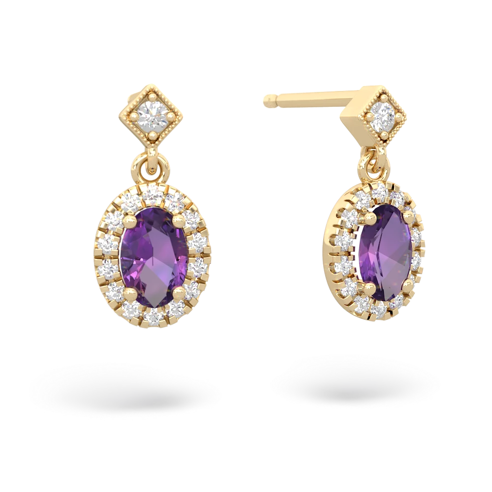 Amethyst Antique-Style Halo 14K Yellow Gold earrings E5720