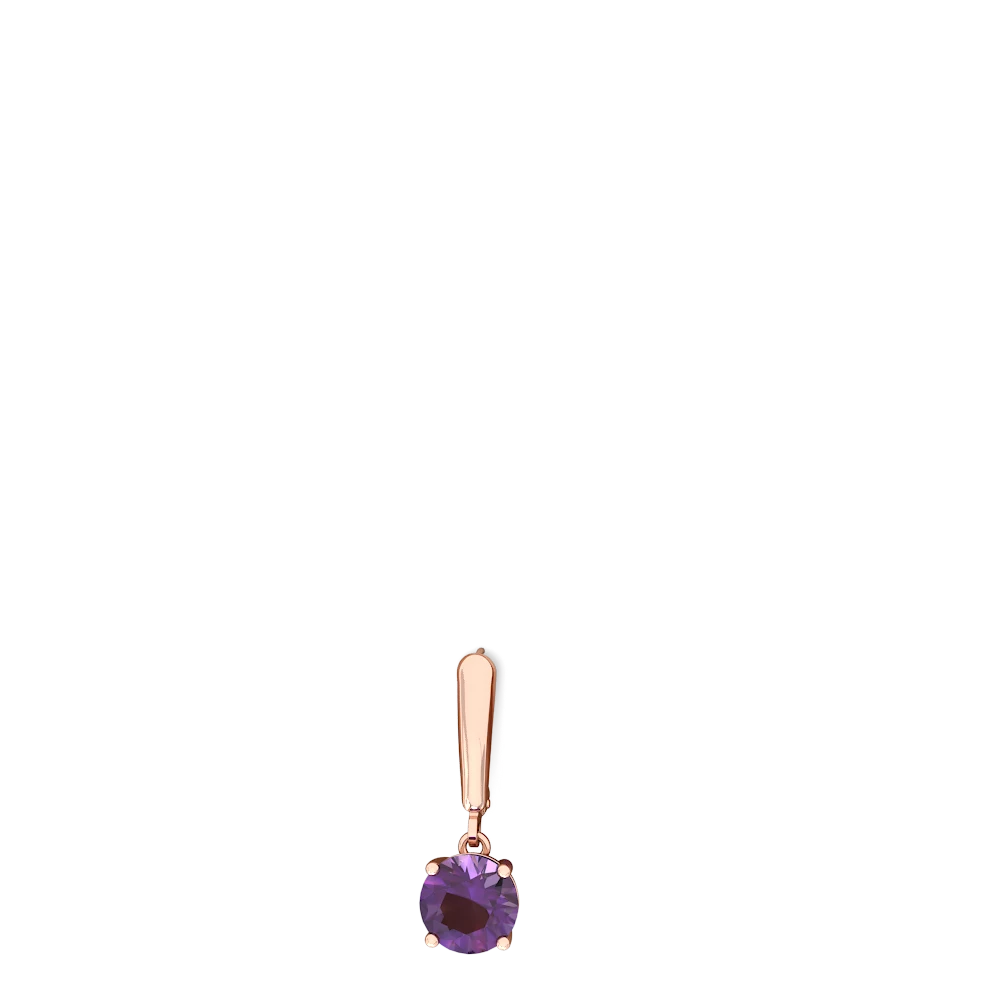 Amethyst 8Mm  Round Lever Back 14K Rose Gold earrings E2788