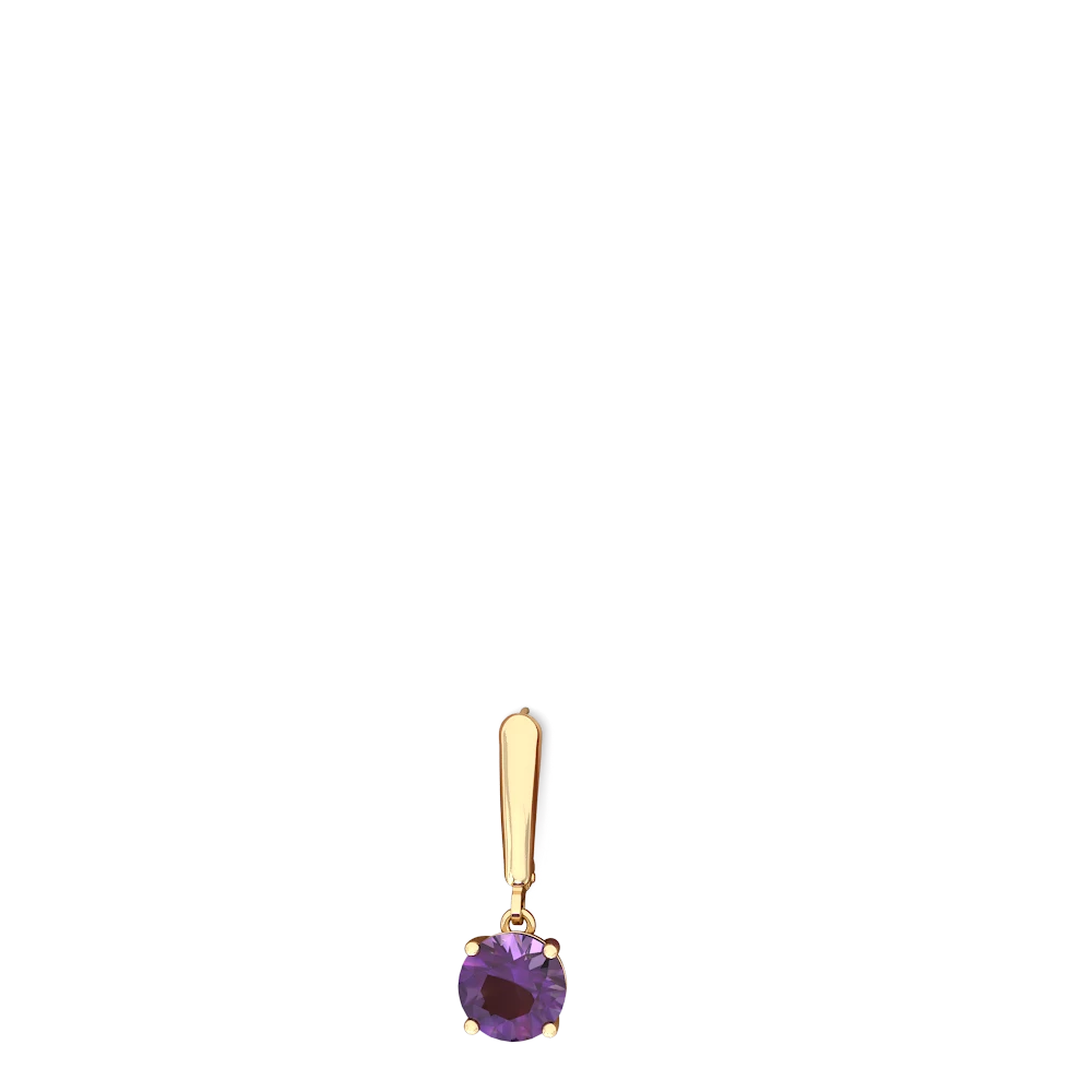 Amethyst 8Mm  Round Lever Back 14K Yellow Gold earrings E2788