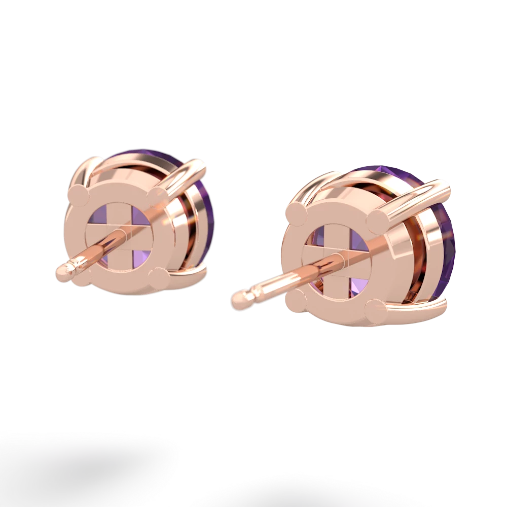 Amethyst 8Mm Round Stud 14K Rose Gold earrings E1788