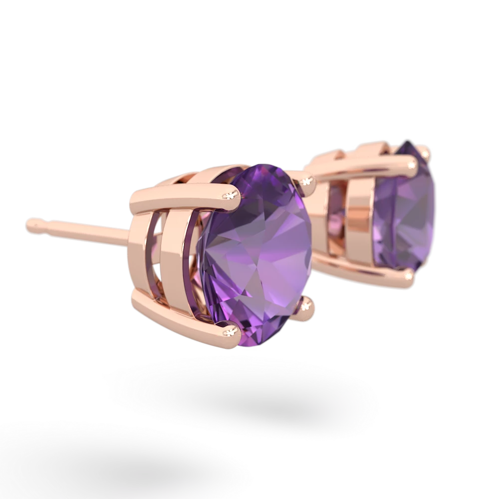 Amethyst 8Mm Round Stud 14K Rose Gold earrings E1788