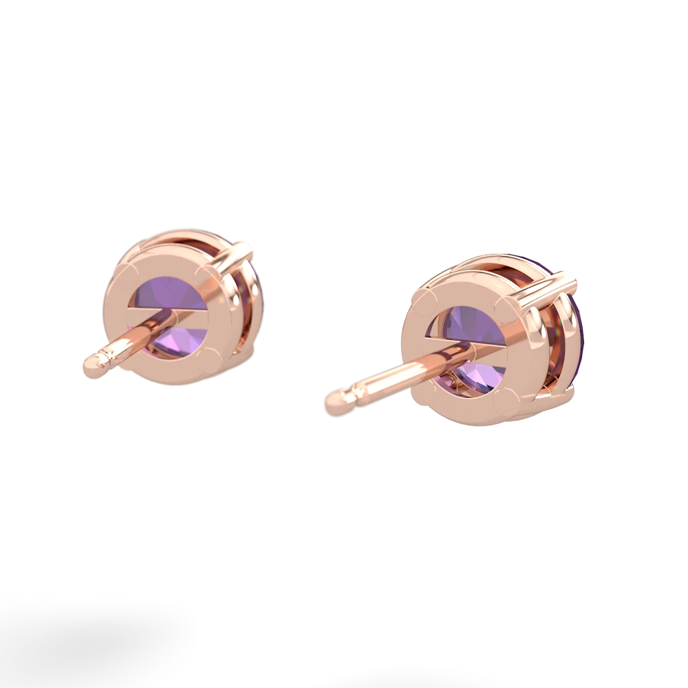 Amethyst 6Mm Round Stud 14K Rose Gold earrings E1786