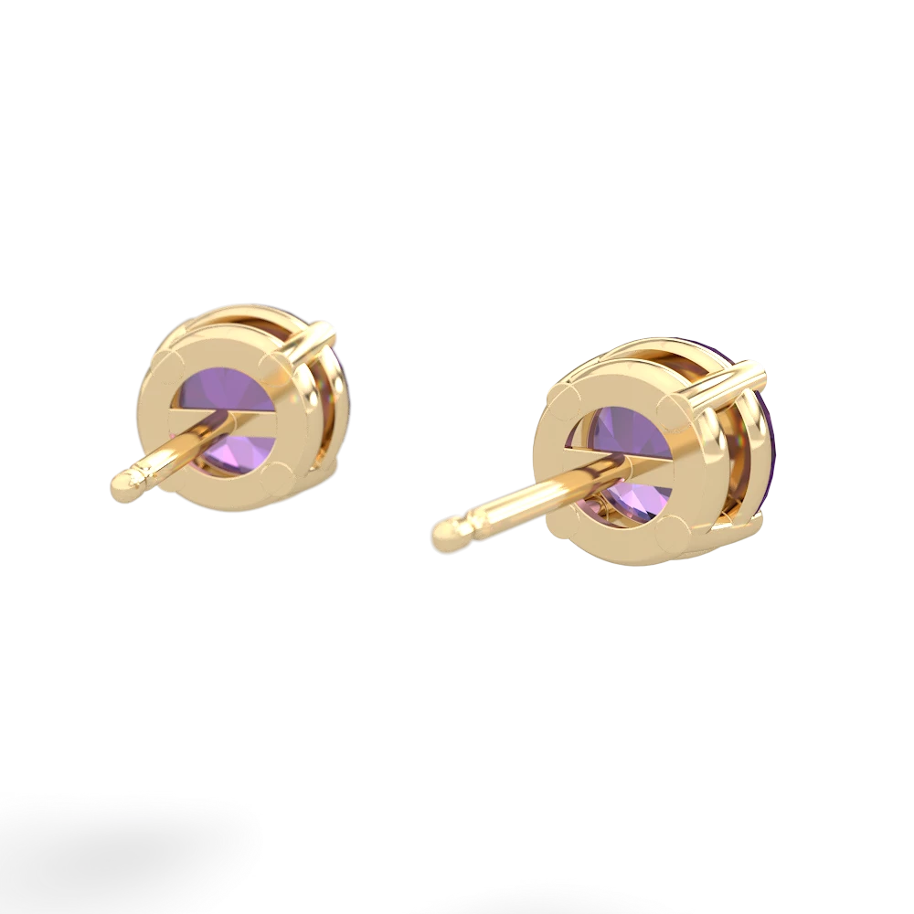 Amethyst 6Mm Round Stud 14K Yellow Gold earrings E1786