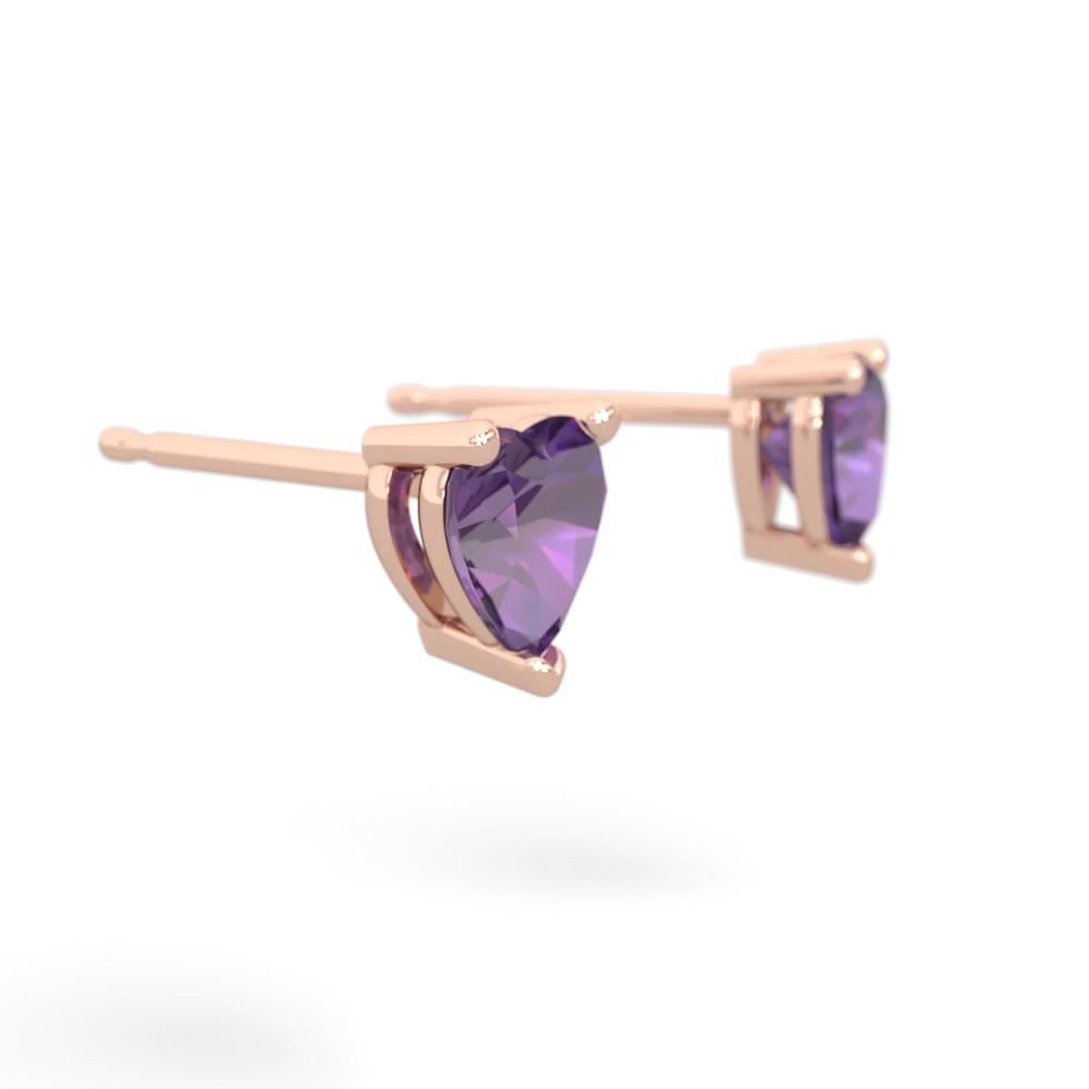 Amethyst 5Mm Heart Stud 14K Rose Gold earrings E1861