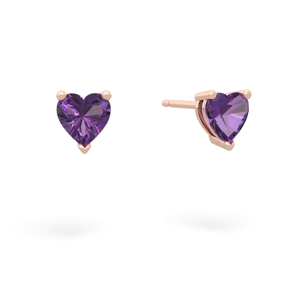 Amethyst 5Mm Heart Stud 14K Rose Gold earrings E1861