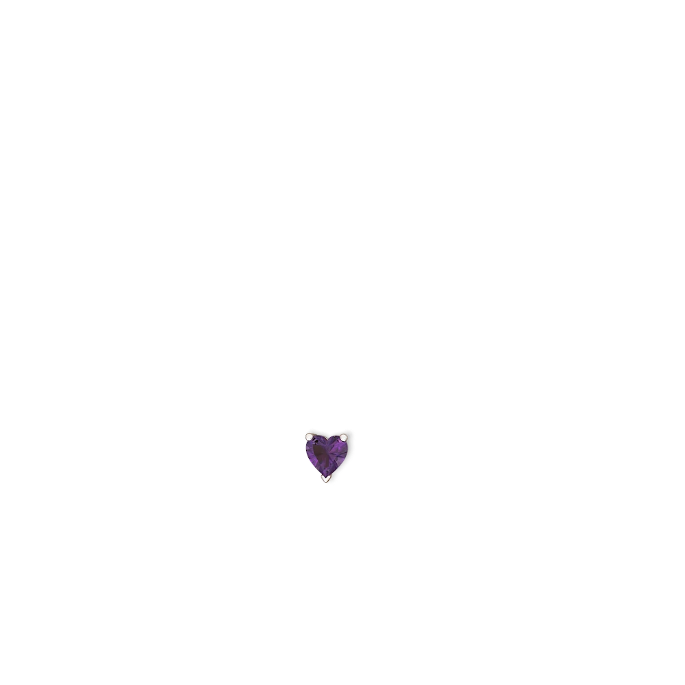 Amethyst 5Mm Heart Stud 14K White Gold earrings E1861