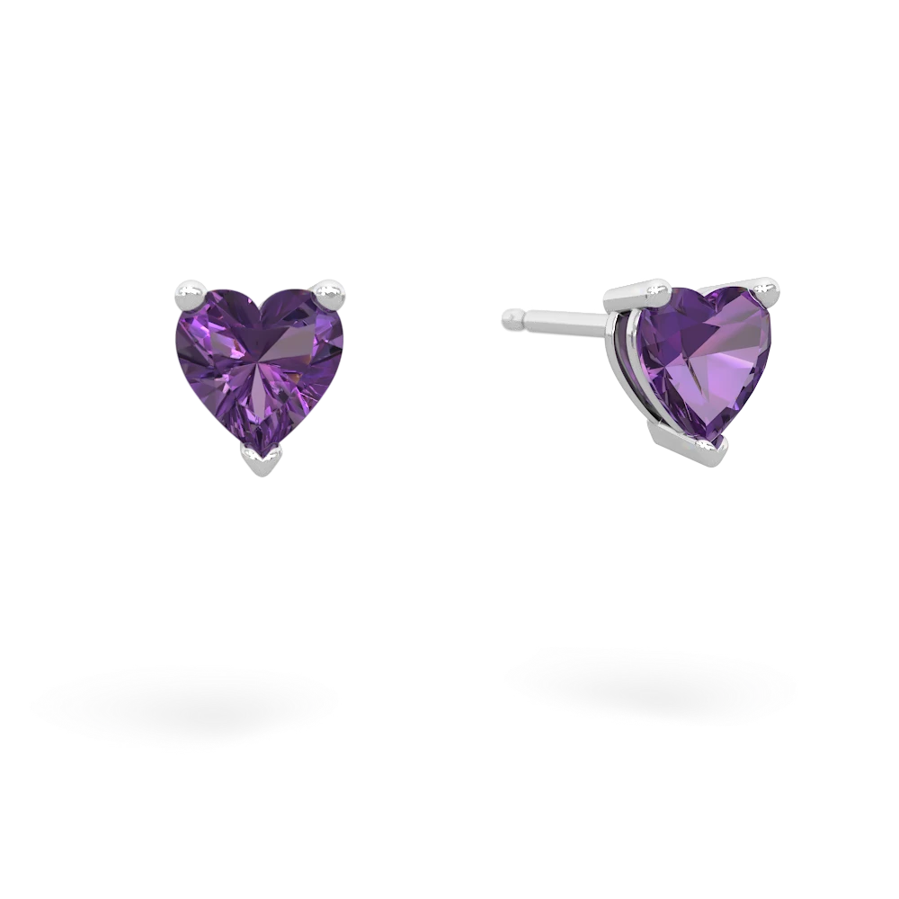 Amethyst 5Mm Heart Stud 14K White Gold earrings E1861