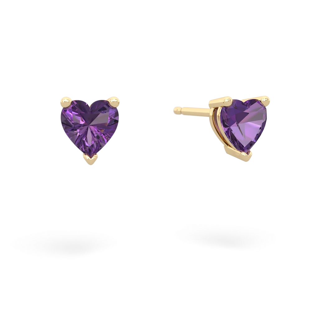 Amethyst 5Mm Heart Stud 14K Yellow Gold earrings E1861