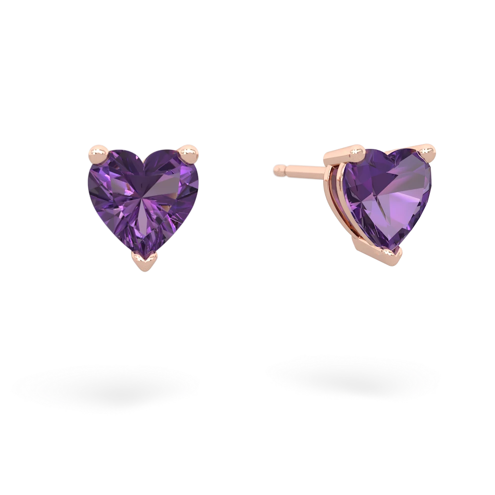 Amethyst 6Mm Heart Stud 14K Rose Gold earrings E1862