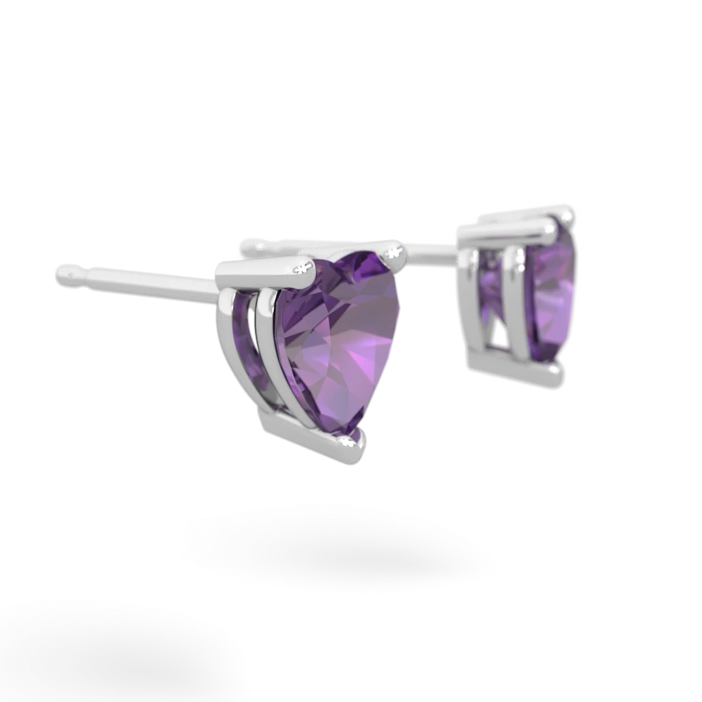 Amethyst 6Mm Heart Stud 14K White Gold earrings E1862