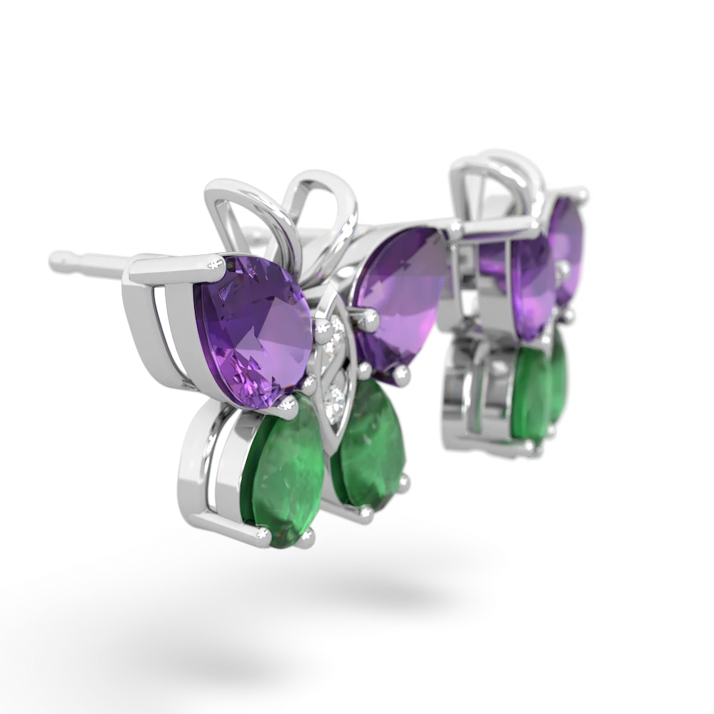 Amethyst Butterfly 14K White Gold earrings E2215