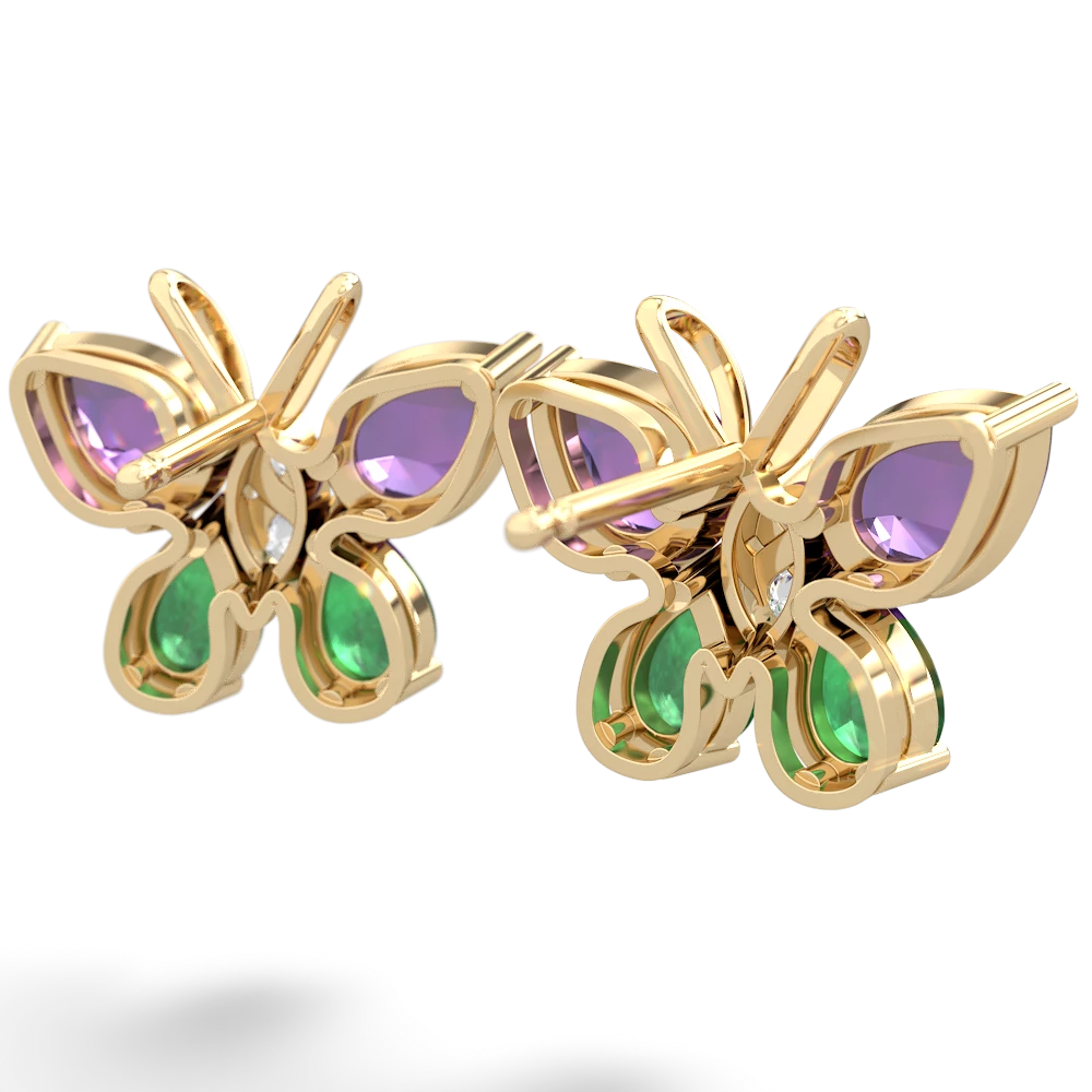 Amethyst Butterfly 14K Yellow Gold earrings E2215