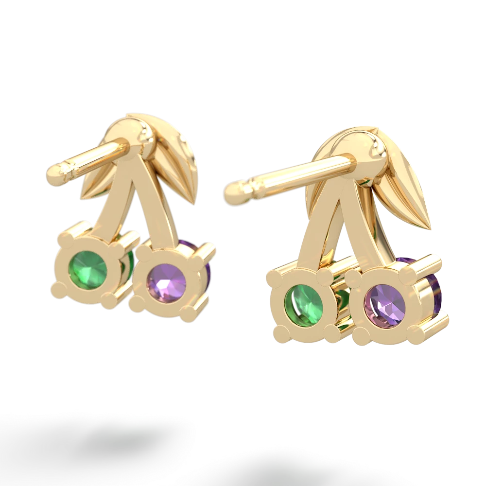 Amethyst Sweet Cherries 14K Yellow Gold earrings E7001