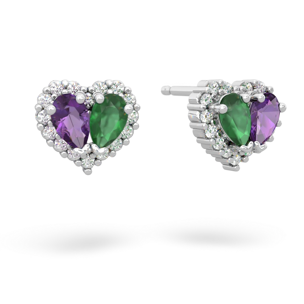 Amethyst Halo 14K White Gold earrings E7008