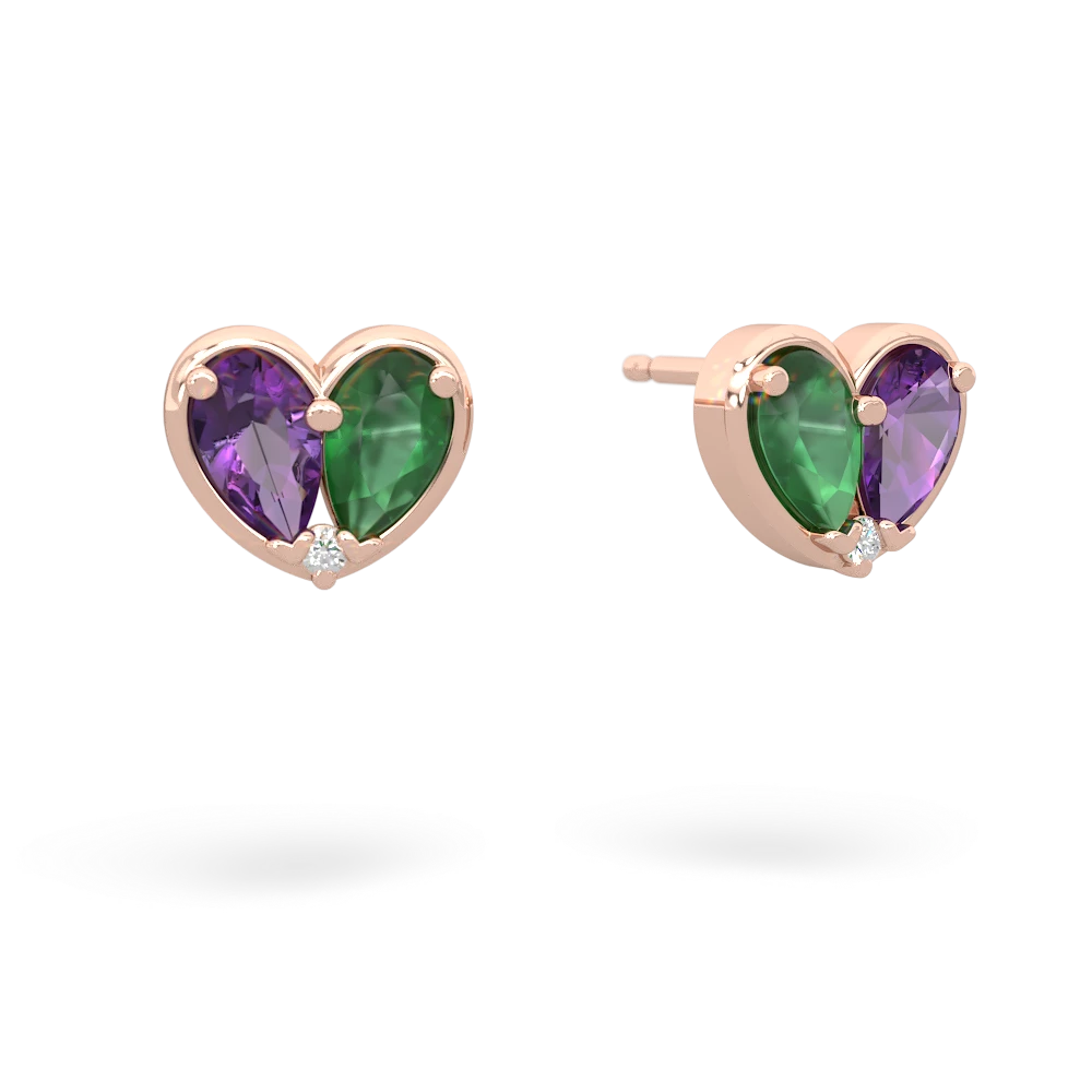 Amethyst 'Our Heart' 14K Rose Gold earrings E5072