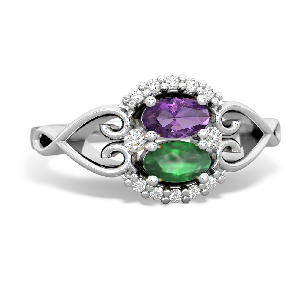 Amethyst Love Nest 14K White Gold ring R5860