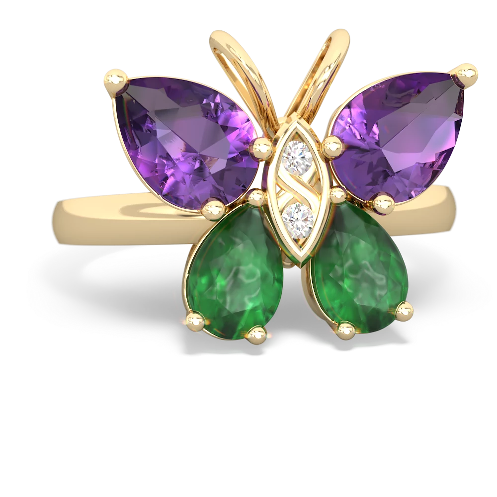 Amethyst Butterfly 14K Yellow Gold ring R2215