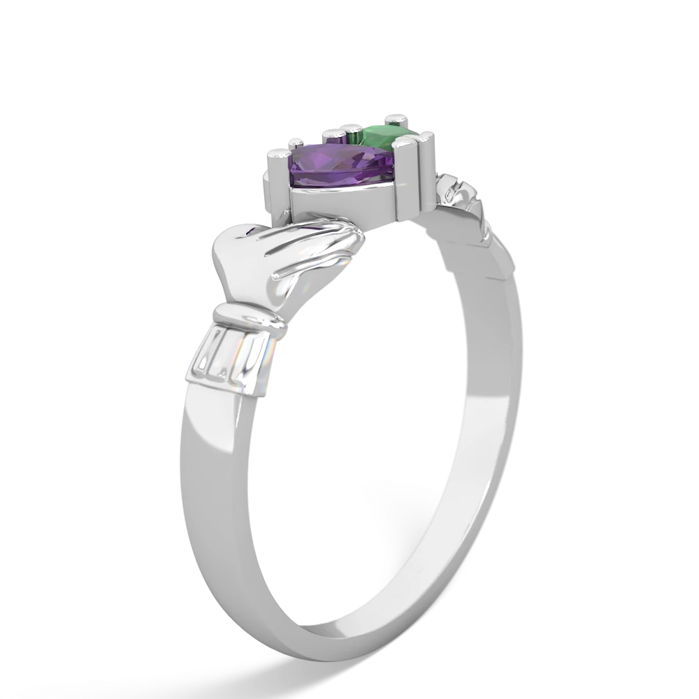 Amethyst 'Our Heart' Claddagh 14K White Gold ring R2388