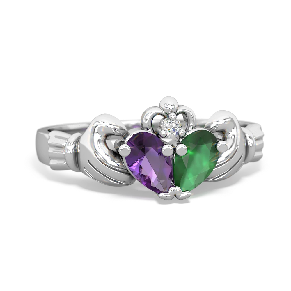 Amethyst 'Our Heart' Claddagh 14K White Gold ring R2388