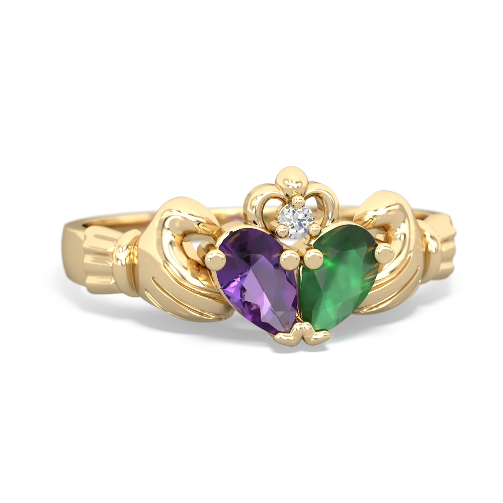 Amethyst 'Our Heart' Claddagh 14K Yellow Gold ring R2388