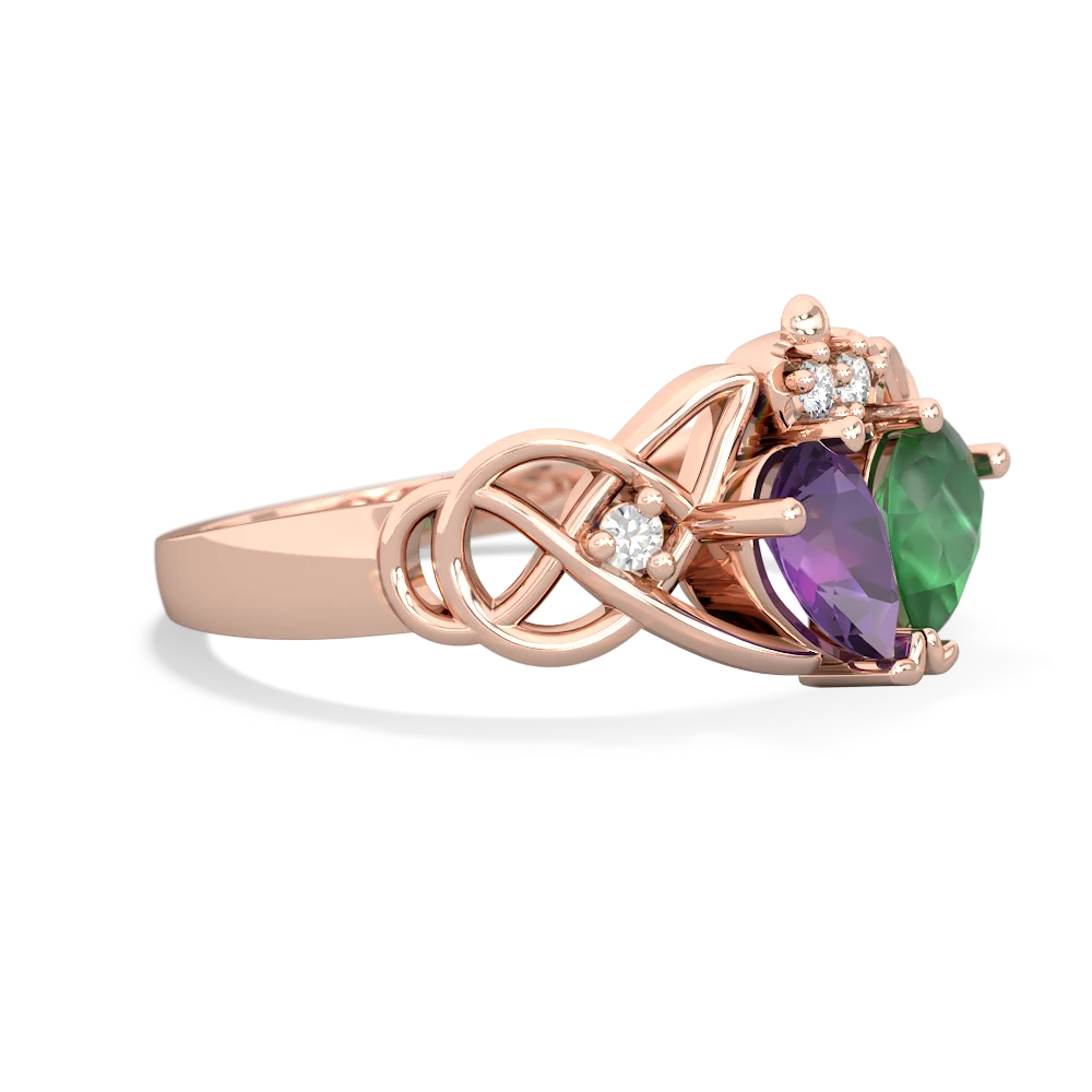 Amethyst 'One Heart' Celtic Knot Claddagh 14K Rose Gold ring R5322