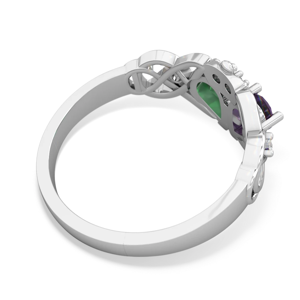 Amethyst 'One Heart' Celtic Knot Claddagh 14K White Gold ring R5322