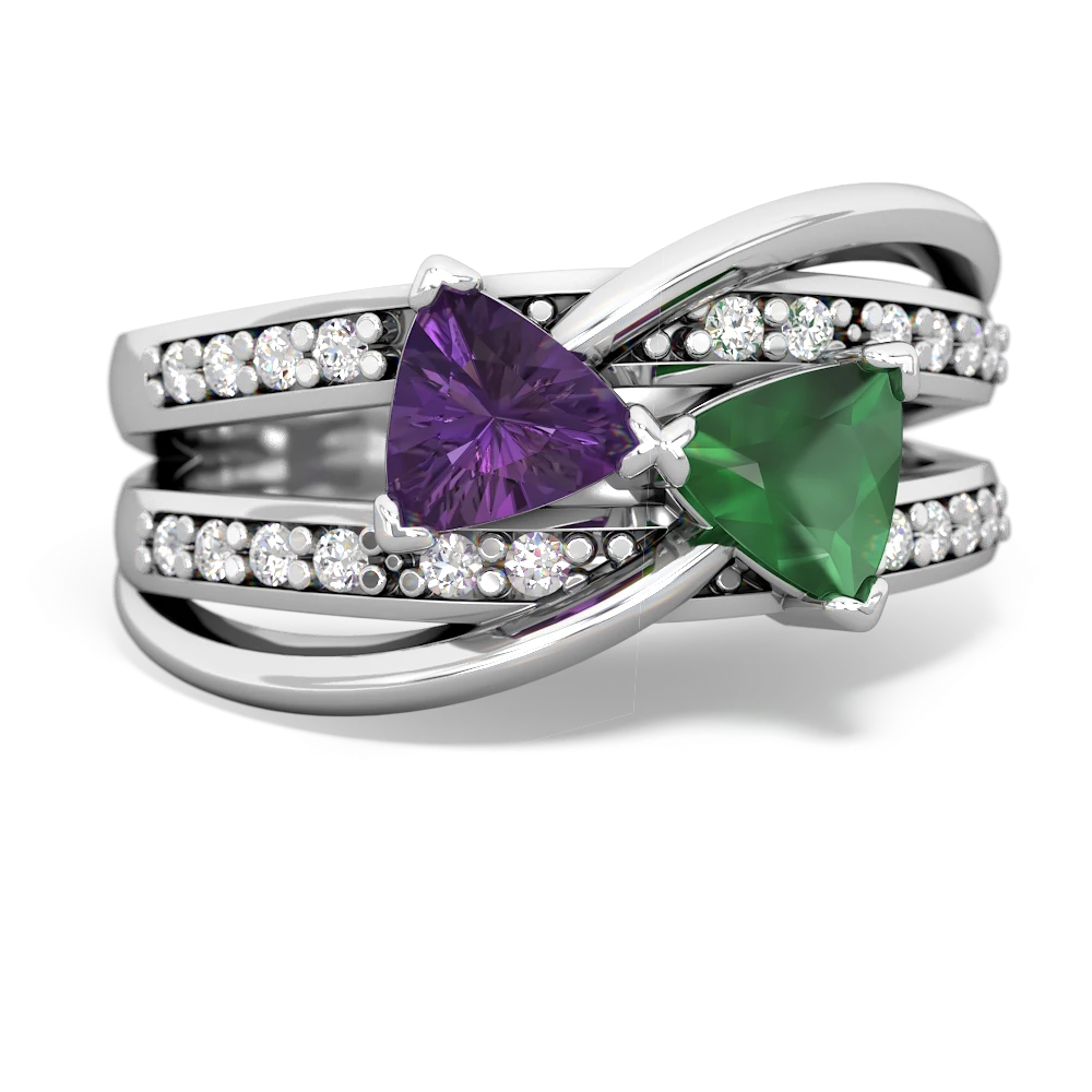 Amethyst Bowtie 14K White Gold ring R2360