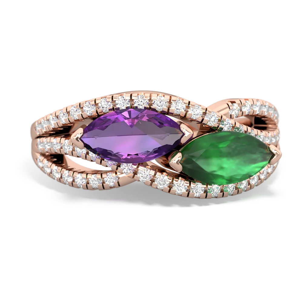 Amethyst Diamond Rivers 14K Rose Gold ring R3070