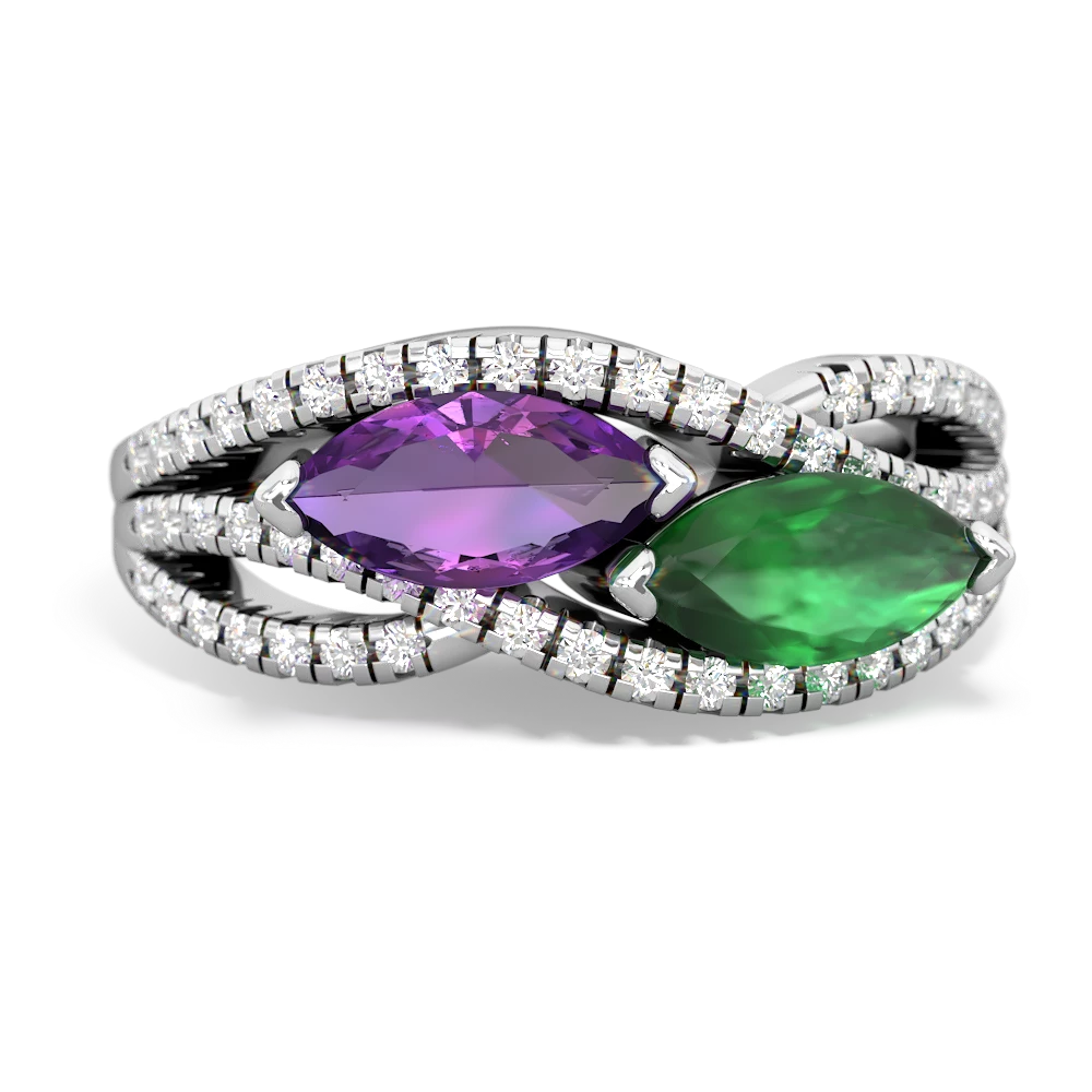 Amethyst Diamond Rivers 14K White Gold ring R3070