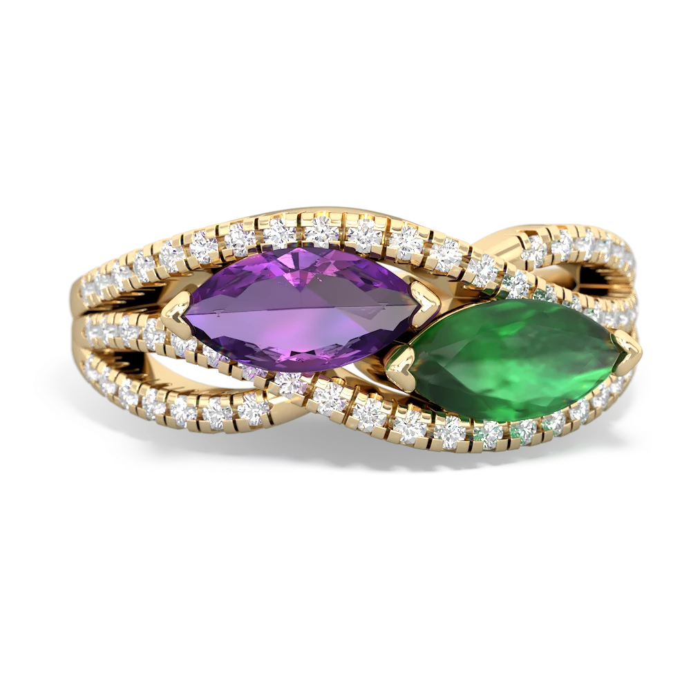 Amethyst Diamond Rivers 14K Yellow Gold ring R3070