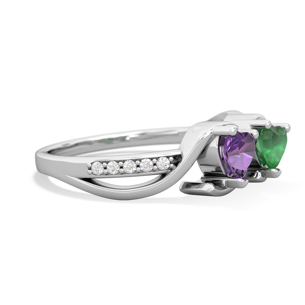 Amethyst Side By Side 14K White Gold ring R3090