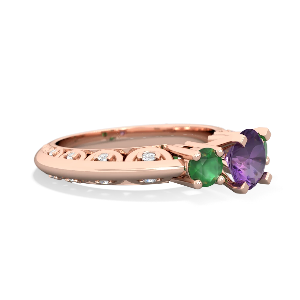 Amethyst Art Deco Eternal Embrace Engagement 14K Rose Gold ring C2003