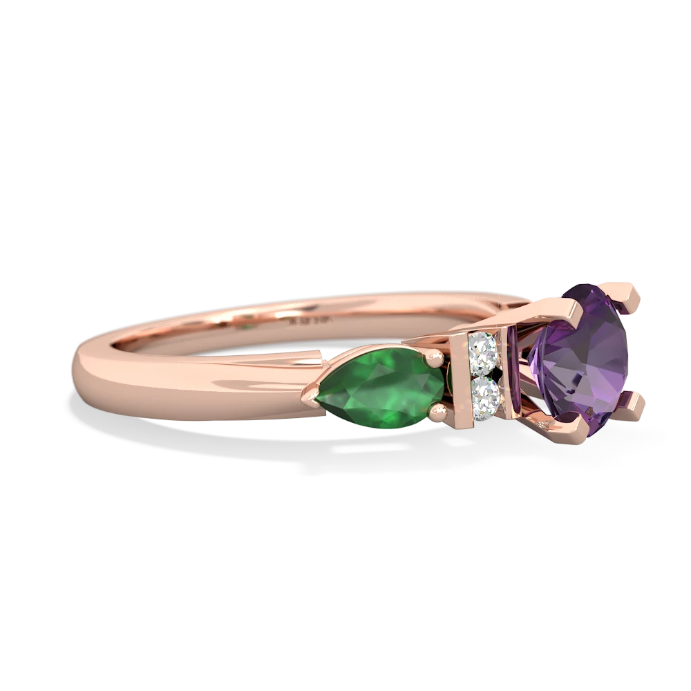 Amethyst 6Mm Round Eternal Embrace Engagement 14K Rose Gold ring R2005