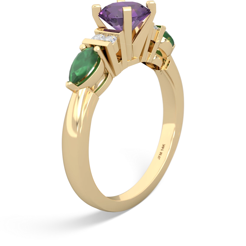 Amethyst 6Mm Round Eternal Embrace Engagement 14K Yellow Gold ring R2005