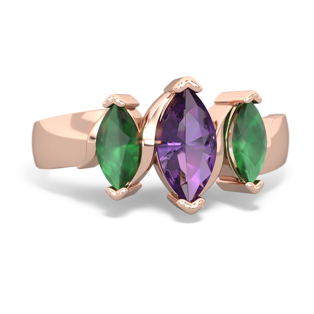 Amethyst Three Peeks 14K Rose Gold ring R2433