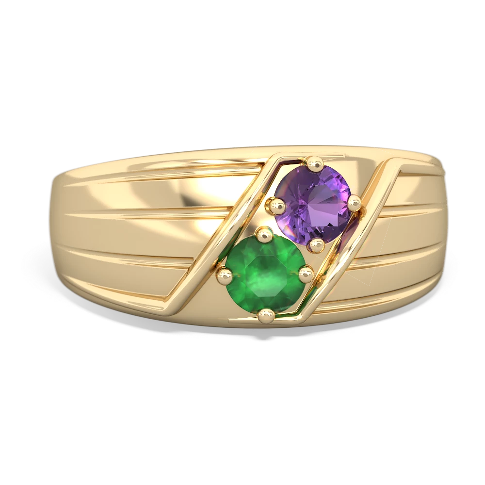 Amethyst Men's Streamline 14K Yellow Gold ring R0460