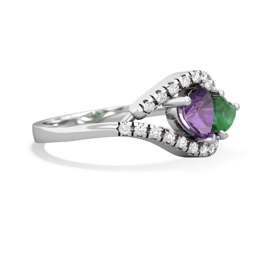 Amethyst Mother And Child 14K White Gold ring R3010